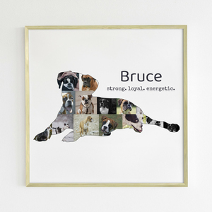 Create Your Custom Boxer Silhouette Photo Collage - Personalize with Text & Colors