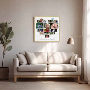 Create a Heart-Shaped Memorial Photo Collage: "Forever in My Heart"
