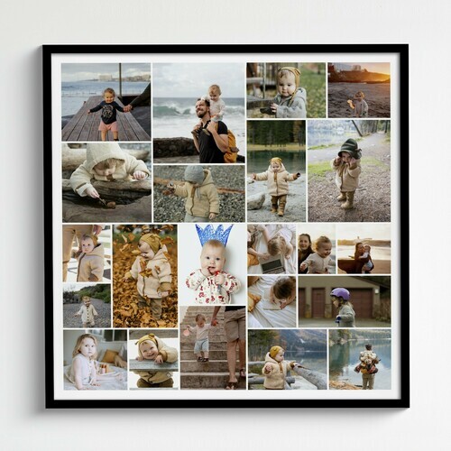 Collage with Children or Baby Photos from Family Album