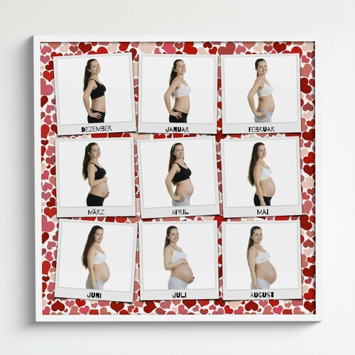 Create Your Custom Pregnancy Belly Collage - 9 Month Polaroid Style