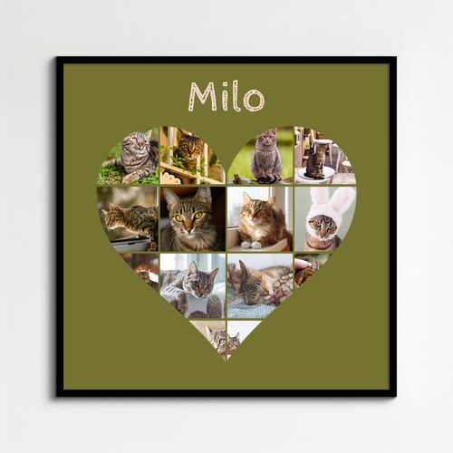 Cat Heart Photo Collage - Create yours now, add your cat's name or custom text