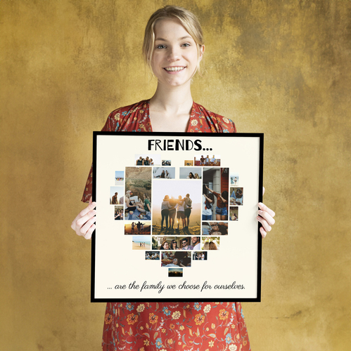 Create Your Custom Heart Collage Canvas - Friendship Gift