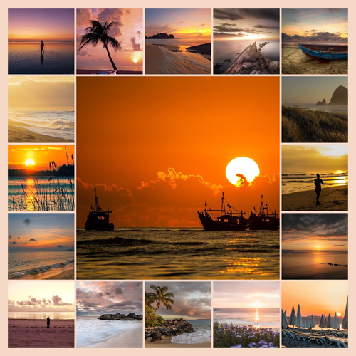 Landscape Photo Collage Print - Design Yours: Beaches, Sunsets, Lakes & Snowy Peaks