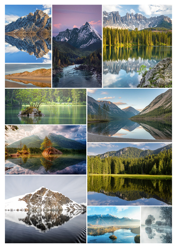 Landscape Photo Collage Print - Design Yours: Beaches, Sunsets, Lakes & Snowy Peaks