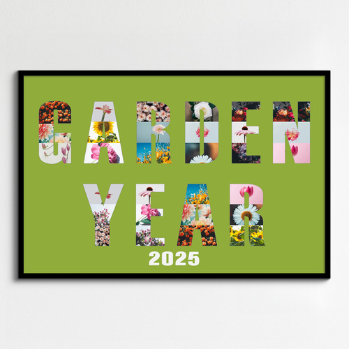 Photo collage text arranged garden year 2021
