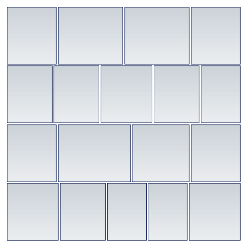 Photo collage template, images arranged in rows